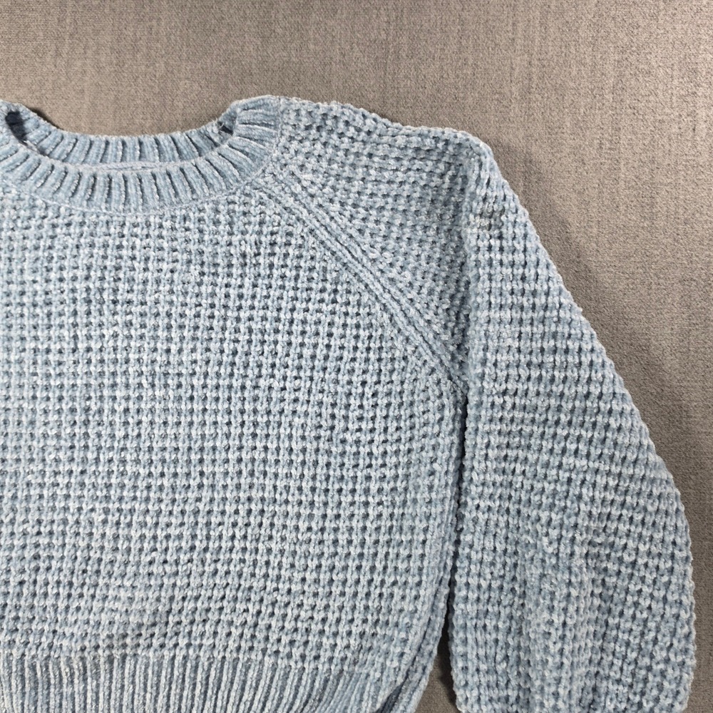 Altar'd State Sweater Womens Small Blue Chenille Waffle Knit Raglan Pullover - Picture 9 of 13